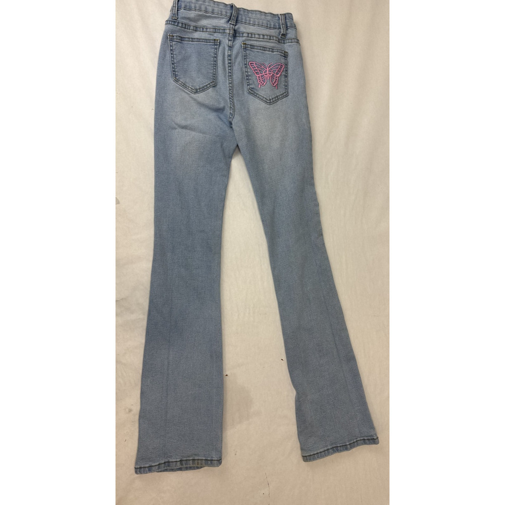Y2K Butterfly Jeans Shein Women's Light Wash High Rise Flared Size 2 XS